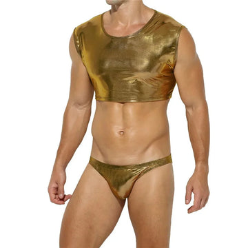 Metallic Crop Top and Bottoms