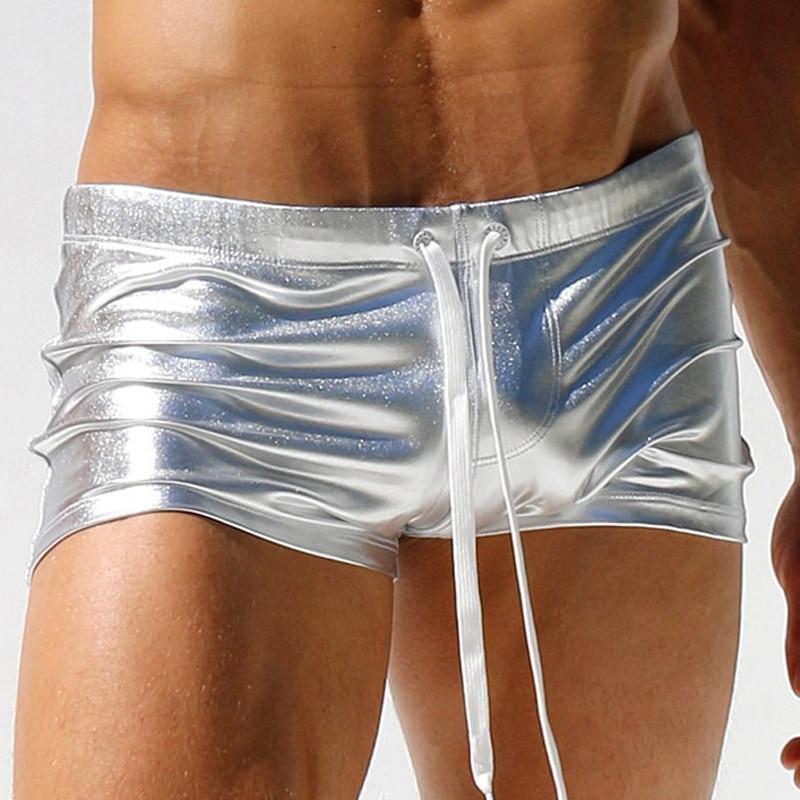 Metallic Square Cut Swim Trunks