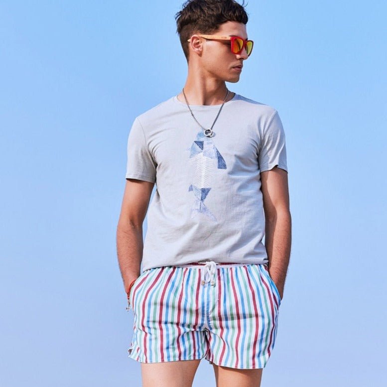 Pastel Candy Striped Board Shorts