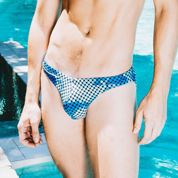 Skinny Geometric Swim Briefs