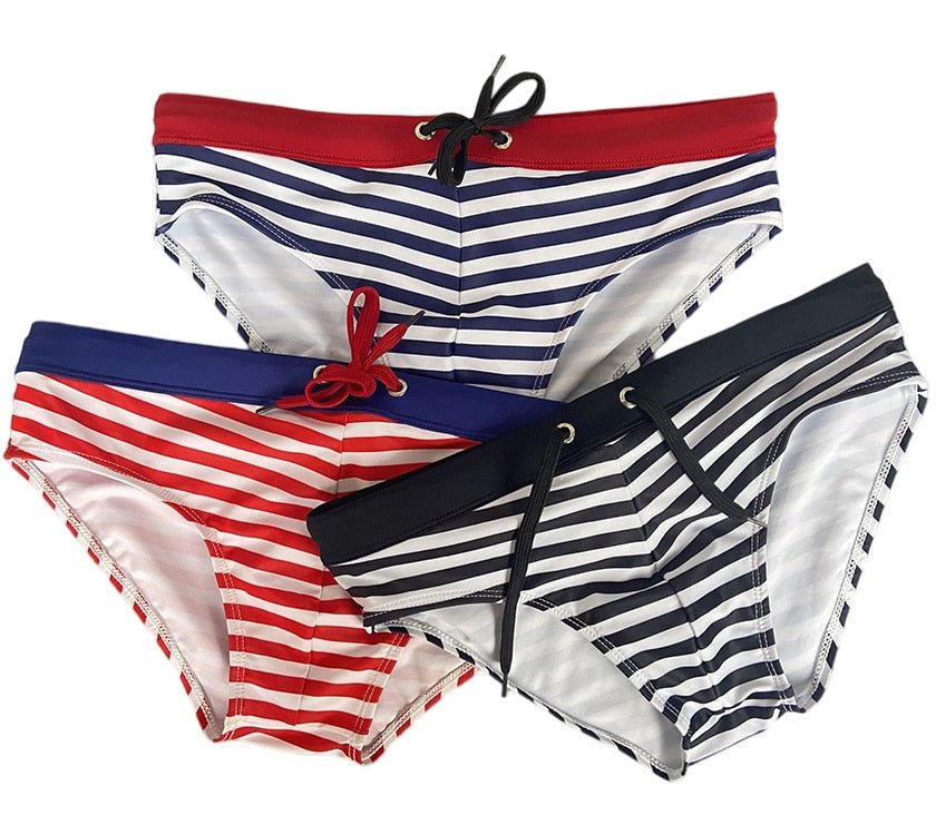 Striped Bowtie Swim Briefs