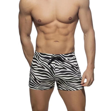 Zebra Print Swim Trunks