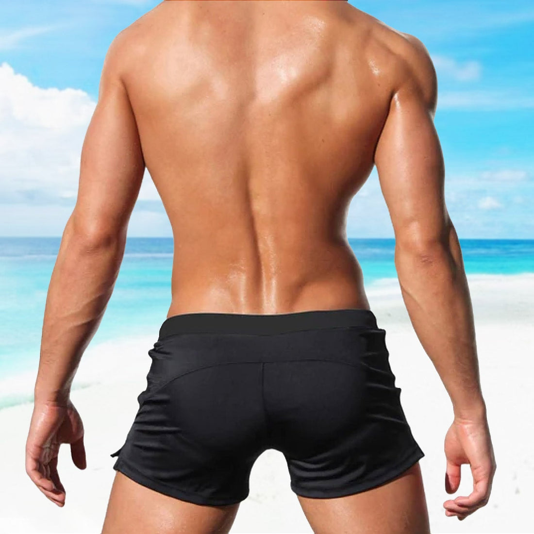 Zipper Pocketed Swim Trunks